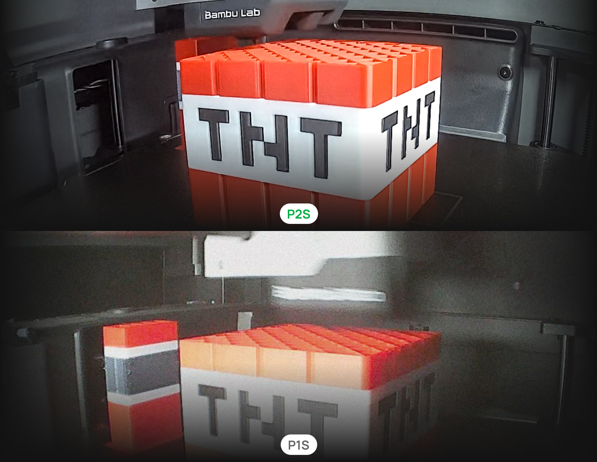 Cámara e iluminación Bambu Lab P2S vs P1S