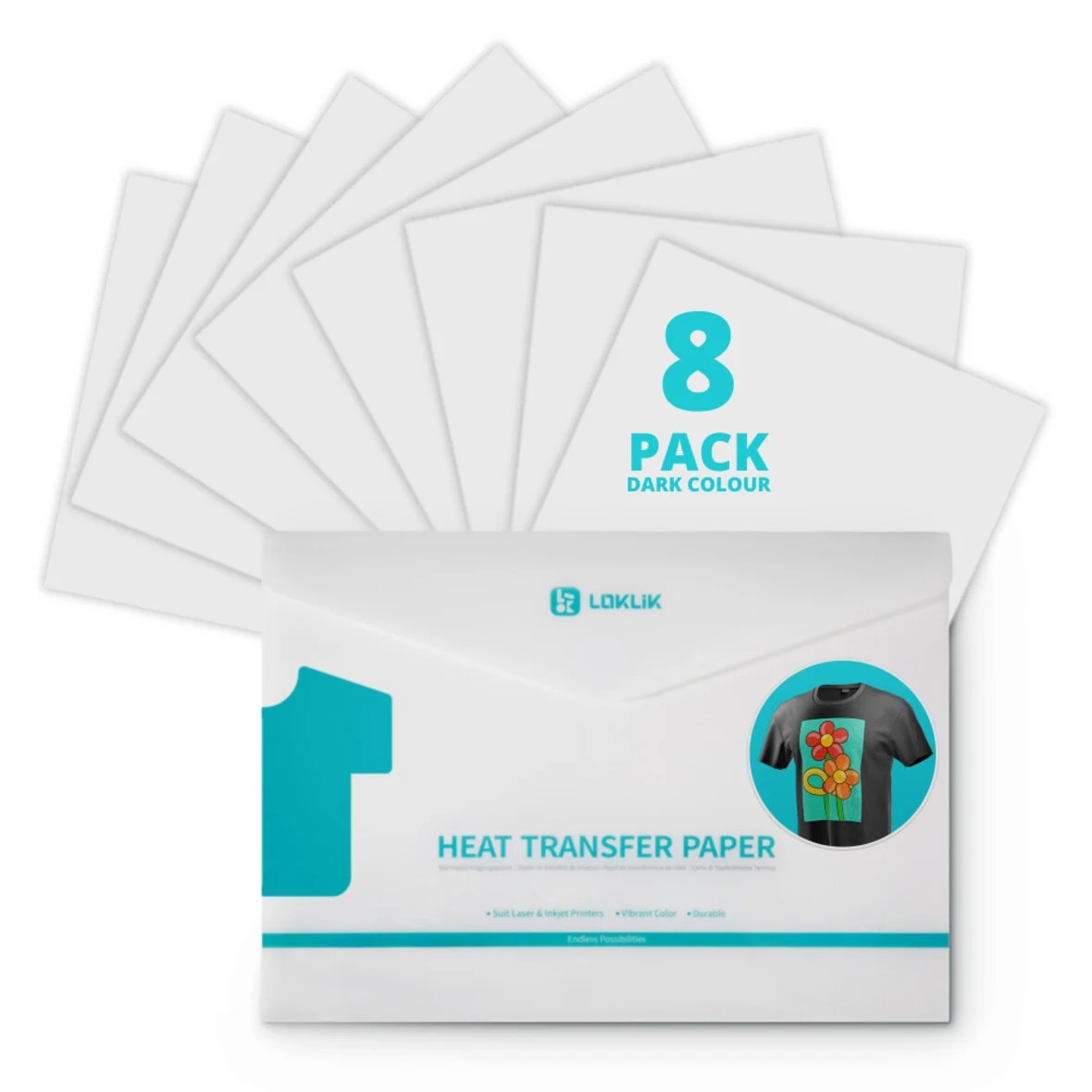 LOKLiK - Papel de papel de transferencia térmica tejidos oscuros LOKLiK - Papel de papel de transferencia térmica tejidos oscuros