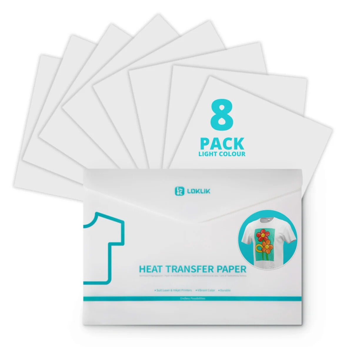 LOKLiK - Papel de papel de transferencia térmica tejidos claros LOKLiK - Papel de papel de transferencia térmica tejidos claros